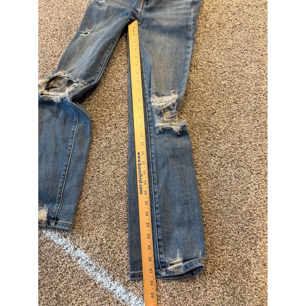 BKE Jeans Womens 23x28 Blue Billie High Rise Cropped Straight Distressed Denim - Picture 7 of 10
